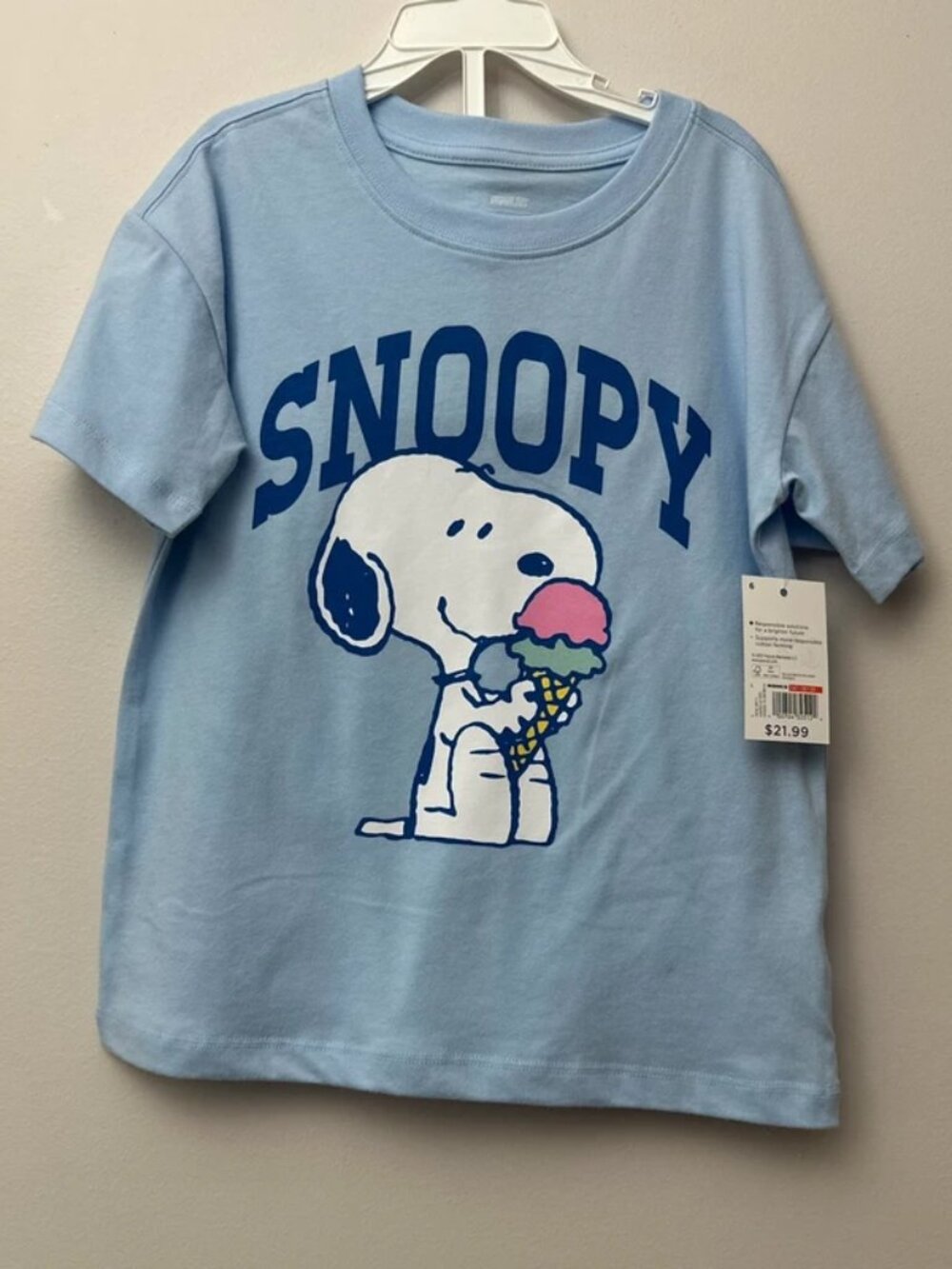 Girls Jumping Bean Snoopy Oversized Tee & Bike Short Set Size 6